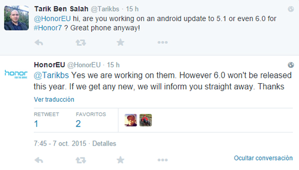 Huawei Honor 7 will receive the update to Android 6.0 Marshmallow 1