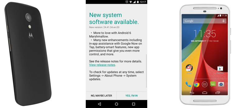 Motorola Moto G 2014 also updated Android Marshmallow